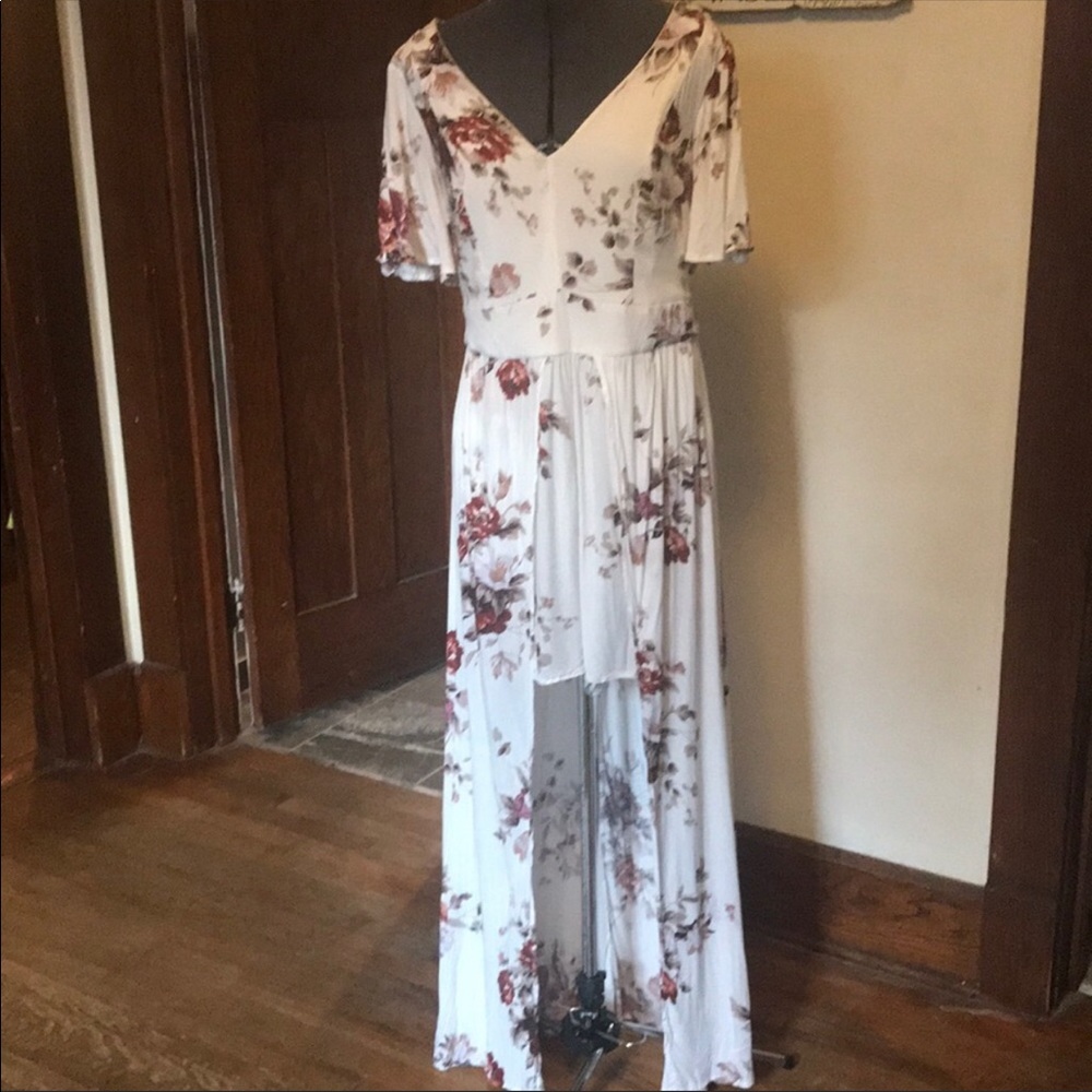 Torrid floral romper with train